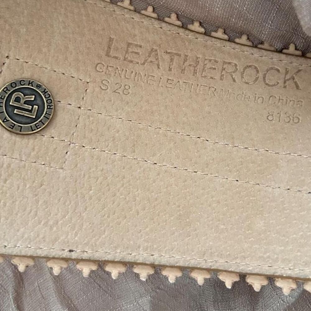 Leatherock leather wide chunky buckle waist belt western boho tan cognac size S - Picture 5 of 8